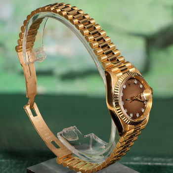 Vintage Rolex 6917 Datejust Presidential 26mm Brown Diamond Dial Gold Watch – Assay Jewelers