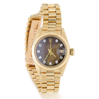 Vintage Rolex 6917 Datejust Presidential 26mm Brown Diamond Dial Gold Watch – Assay Jewelers