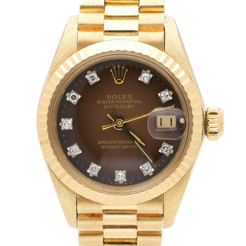 Vintage Rolex 6917 Datejust Presidential 26mm Brown Diamond Dial Gold Watch – Assay Jewelers