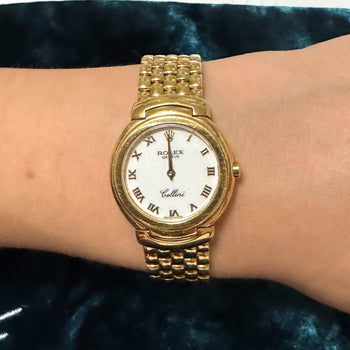 Vintage Rolex Cellini 6621 18K Yellow Gold White Dial Quartz Bracelet Watch – Assay Jewelers