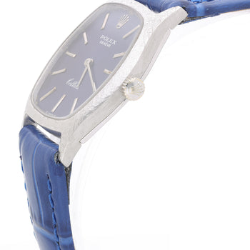Vintage Rolex Cellini Geneve 23mm 18K White Gold Blue Dial Ladies Manual Watch – Assay Jewelers