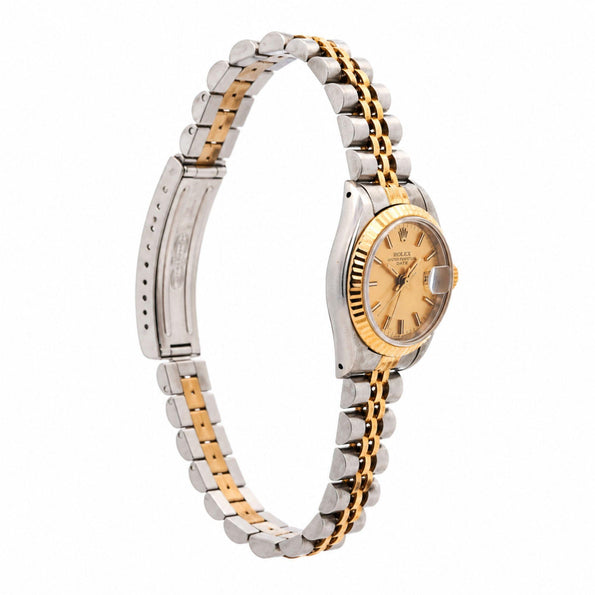 Vintage Rolex Datejust 26mm Two Tone 18K Gold Steel Fluted Bezel Jubilee Watch