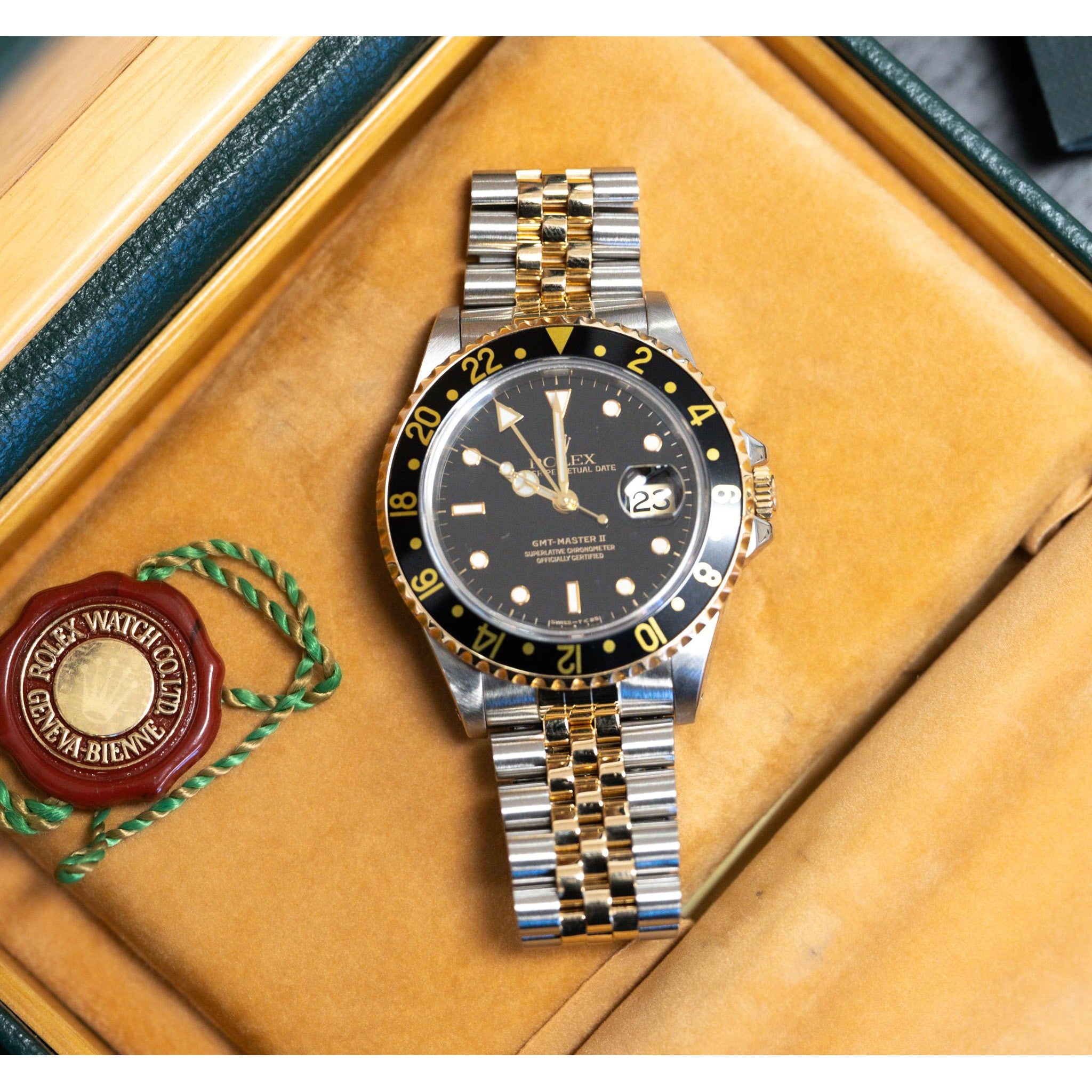 Vintage Rolex GMT II Two Tone Jubilee Ref 16713 Watch 40mm Full