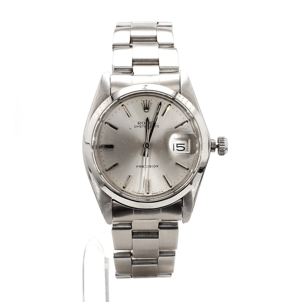 Vintage Rolex Oysterdate Precision 34mm Manual Wind Steel Oyster Bracelet Watch