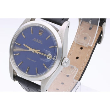 Vintage Rolex Oysterdate Precision 6694 Blue Dial Steel 1977 Leather Strap Watch – Assay Jewelers