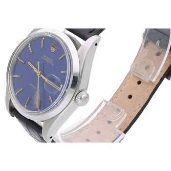 Vintage Rolex Oysterdate Precision 6694 Blue Dial Steel 1977 Leather Strap Watch – Assay Jewelers