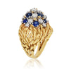 Vintage Round Cut White Diamond and Blue Sapphire Cluster Ring - ASSAY