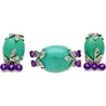 Vintage Turquoise, Amethyst and Diamond Ring, Earring, and Necklace Jewelry Set-Jewelery Sets-ASSAY