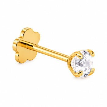 Clou D'Oreille Dos Plat Diamant 2mm En Or 14K Earring – Assay Jewelers