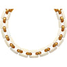 White Agate & 18K Yellow Gold Earring & Link Necklace Jewelry Set