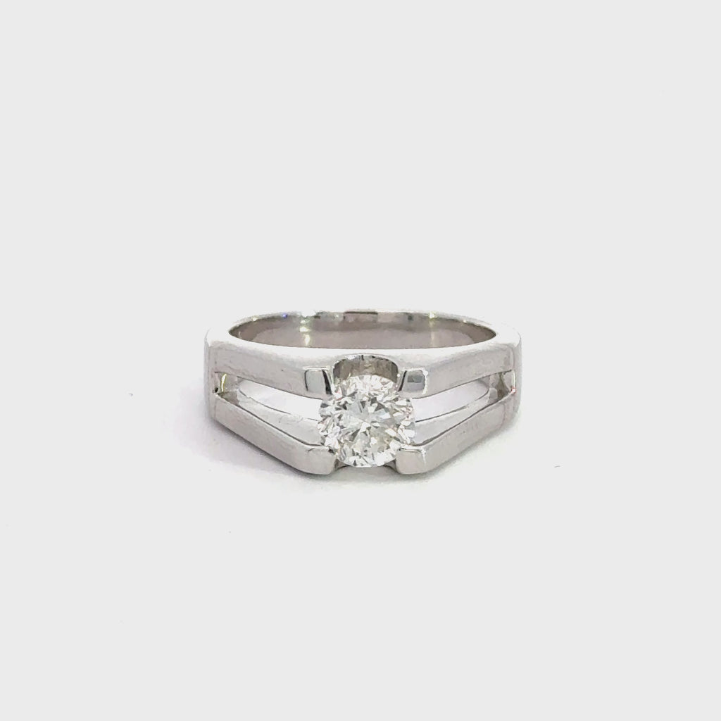 EGL Certified 1.03 Carat Round Cut Diamond Platinum Split-Shank Solitaire Ring