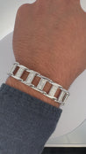 14K White Gold Square Link 2.5 Carat Diamond Mens Bracelet