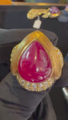 GRS Cert. 13.86 Carat No Heat Ruby Eiseman Signed Vintage Ring