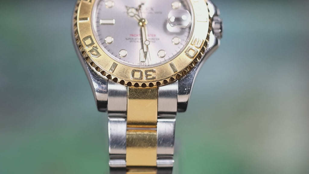 Rolex Yacht Master Two Tone 168623 Gray Dial 35mm Full Set Watch
