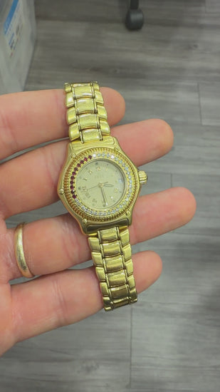 Ebel Discovery Rare Ruby & Diamond Bezel 18K Gold Quartz Watch 139