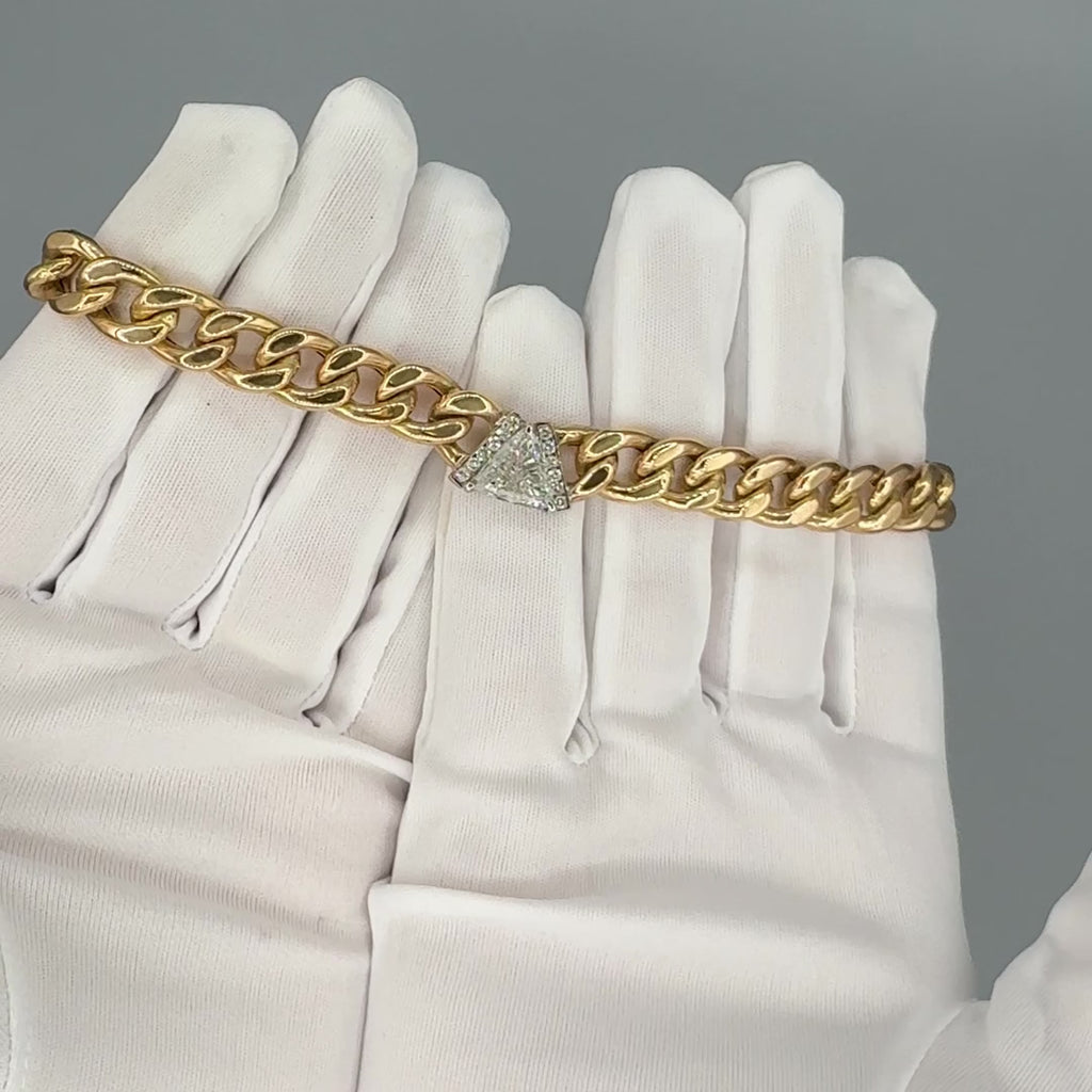 3.1 Carat Diamond Trillion In 14K Gold Cuban Chain Choker Necklace