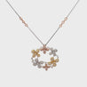 1.81 Carat Round Diamond in 14K Tri-Color Gold Flower Wreath Pendant Necklace