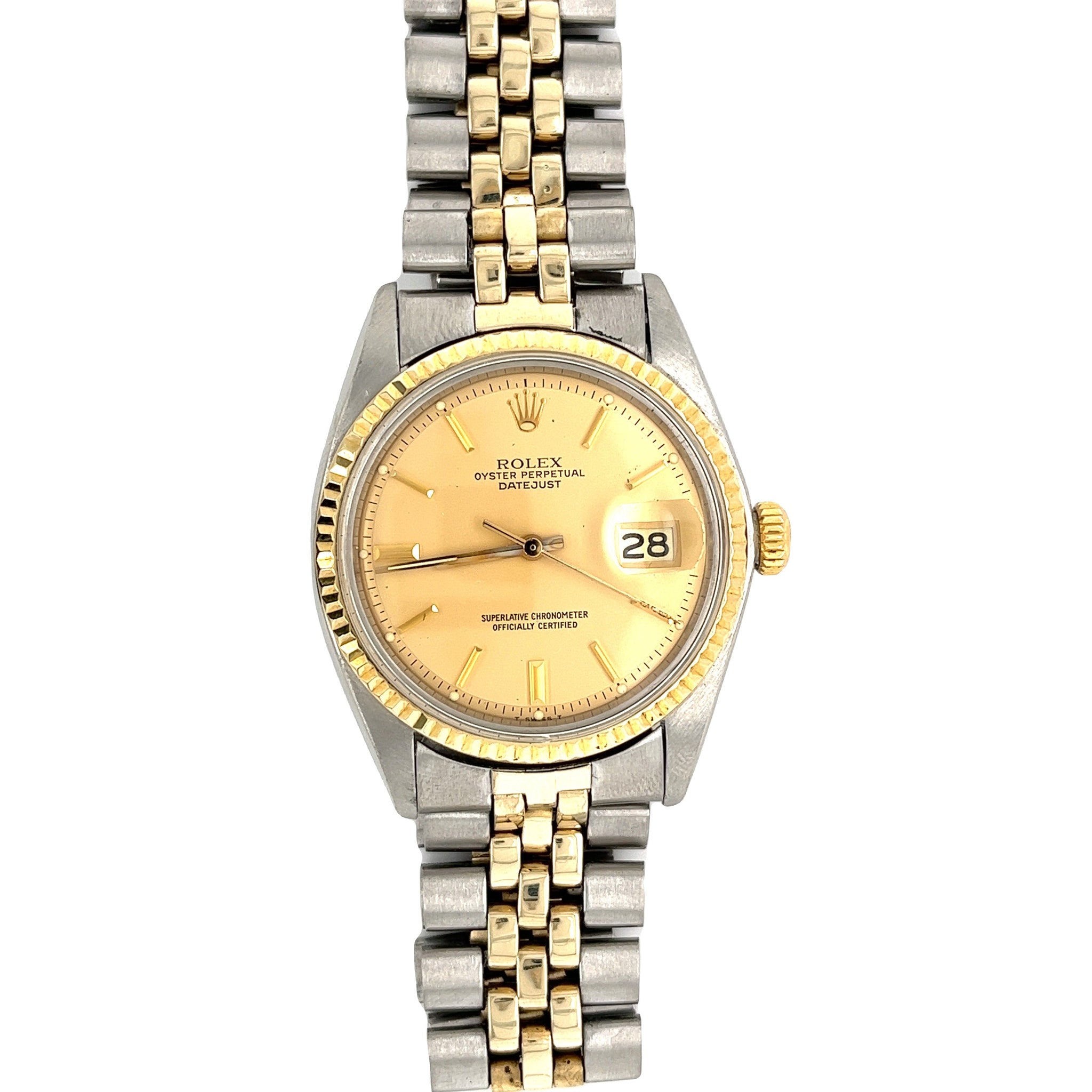 1964 Rolex Datejust 1601 Silver Two Tone Big Logo Jubilee Sword Hands Automatic Wristwatch